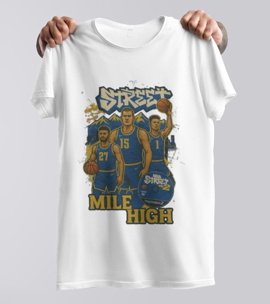 NBA Street Vol 2 Mile High Denver 27 15 Basketball Stars T-Shirt