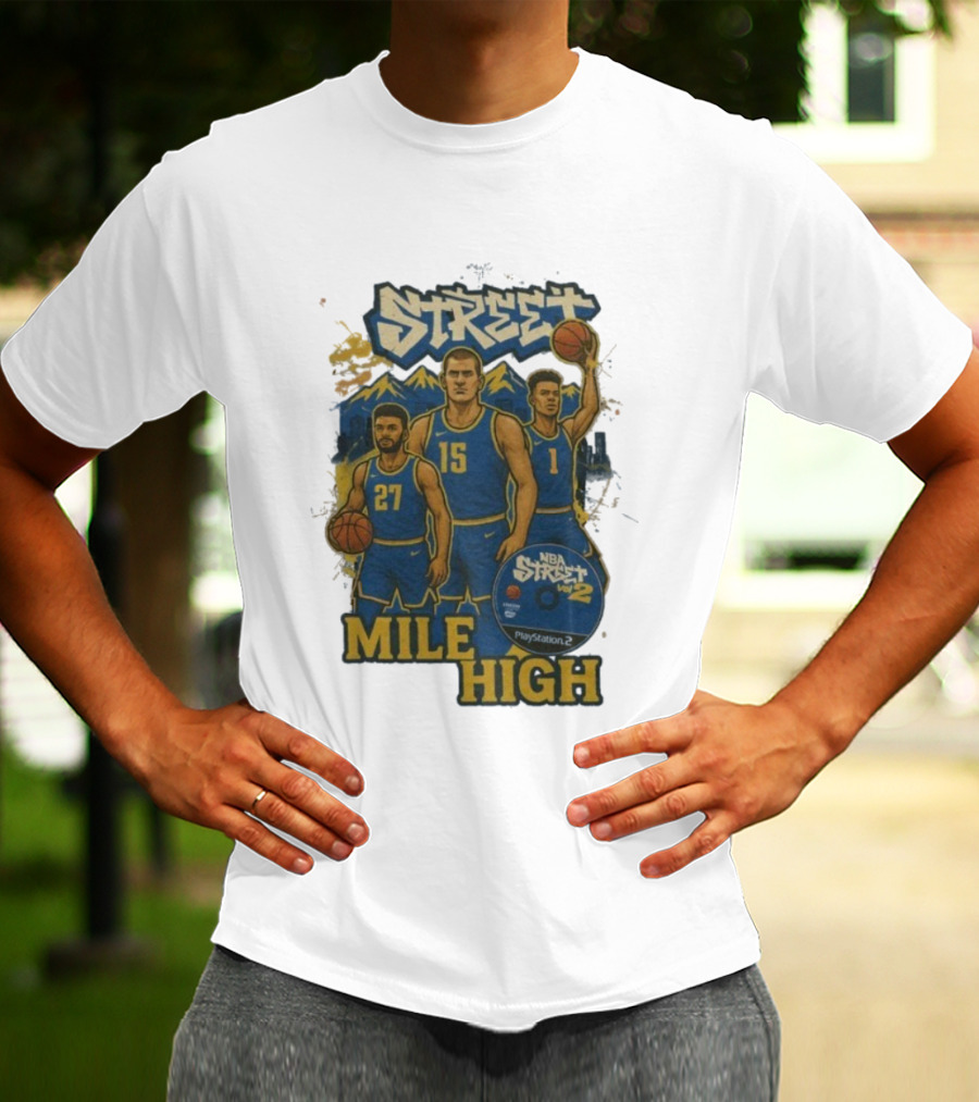 NBA Street Vol 2 Mile High Denver 27 15 Basketball Stars T-Shirt