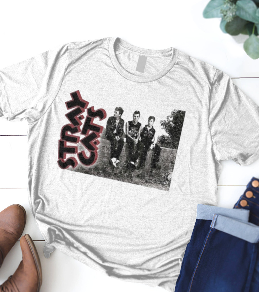 Stray Cats Band Vintage Black And White Rockabilly Trio T-Shirt