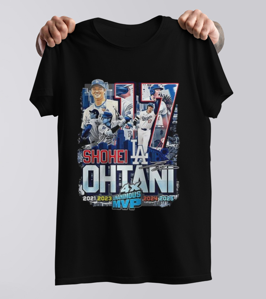 Shohei Ohtani 17 LA Unanimous MVP 2021 2023 2024 2025 Signature T-Shirt