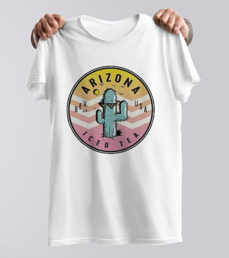 Arizona Iced Tea Bev USA Cactus Retro Circle Sunburst T-Shirt