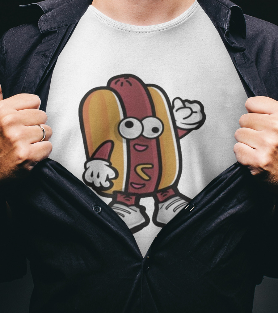 DGR Dave Pepega Hot Dog Cartoon Character T-Shirt