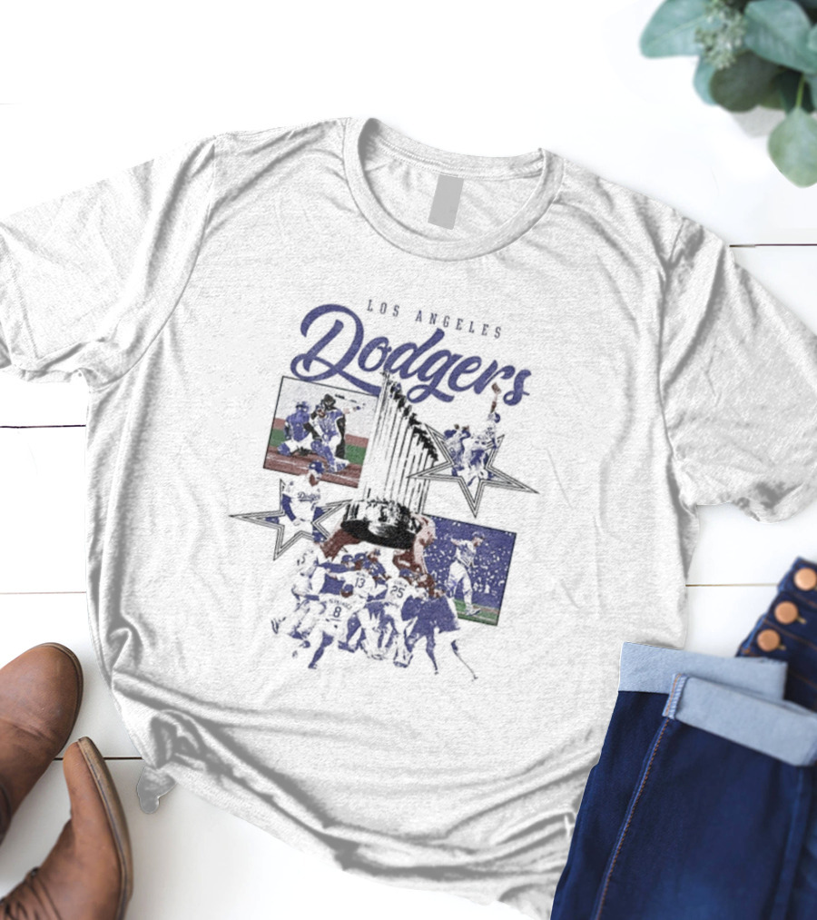 Los Angeles Dodgers World Series Champions Stars Montage T-Shirt