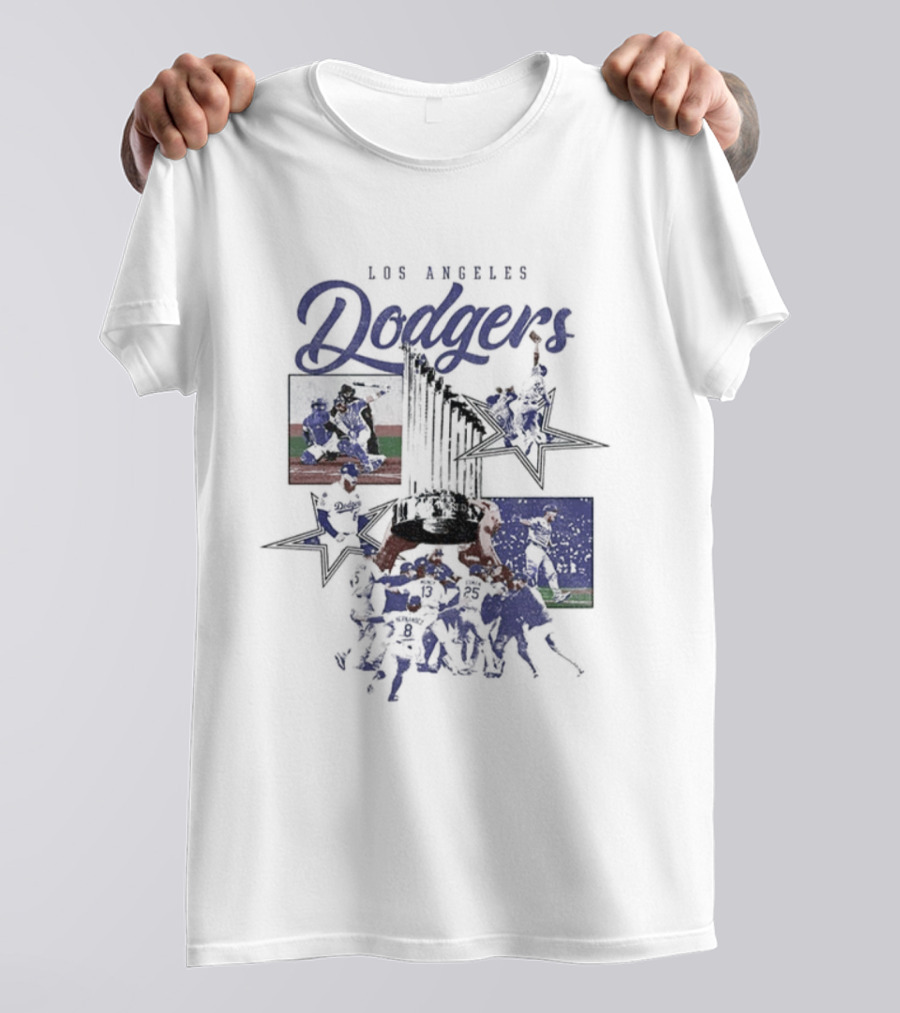 Los Angeles Dodgers World Series Champions Stars Montage T-Shirt