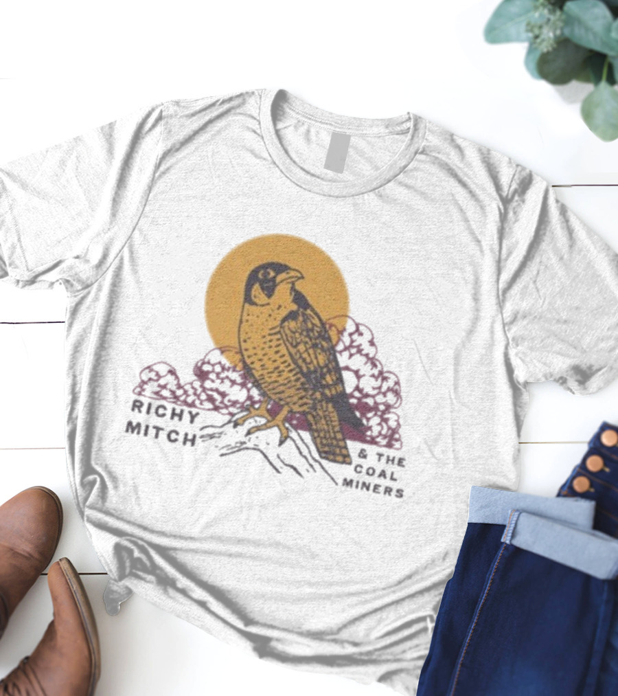 Richy Mitch And The Coal Miners Falcon Drawing And Sunset Scene T-Shirt