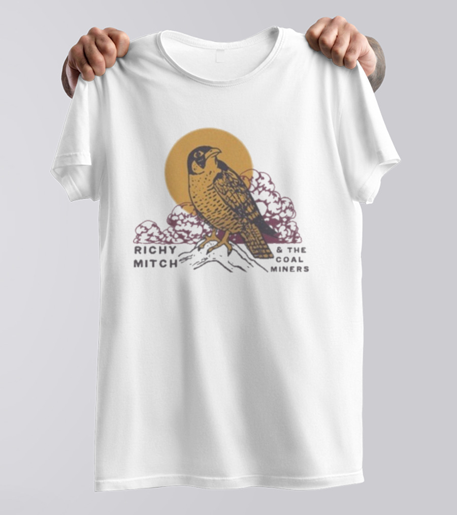 Richy Mitch And The Coal Miners Falcon Drawing And Sunset Scene T-Shirt