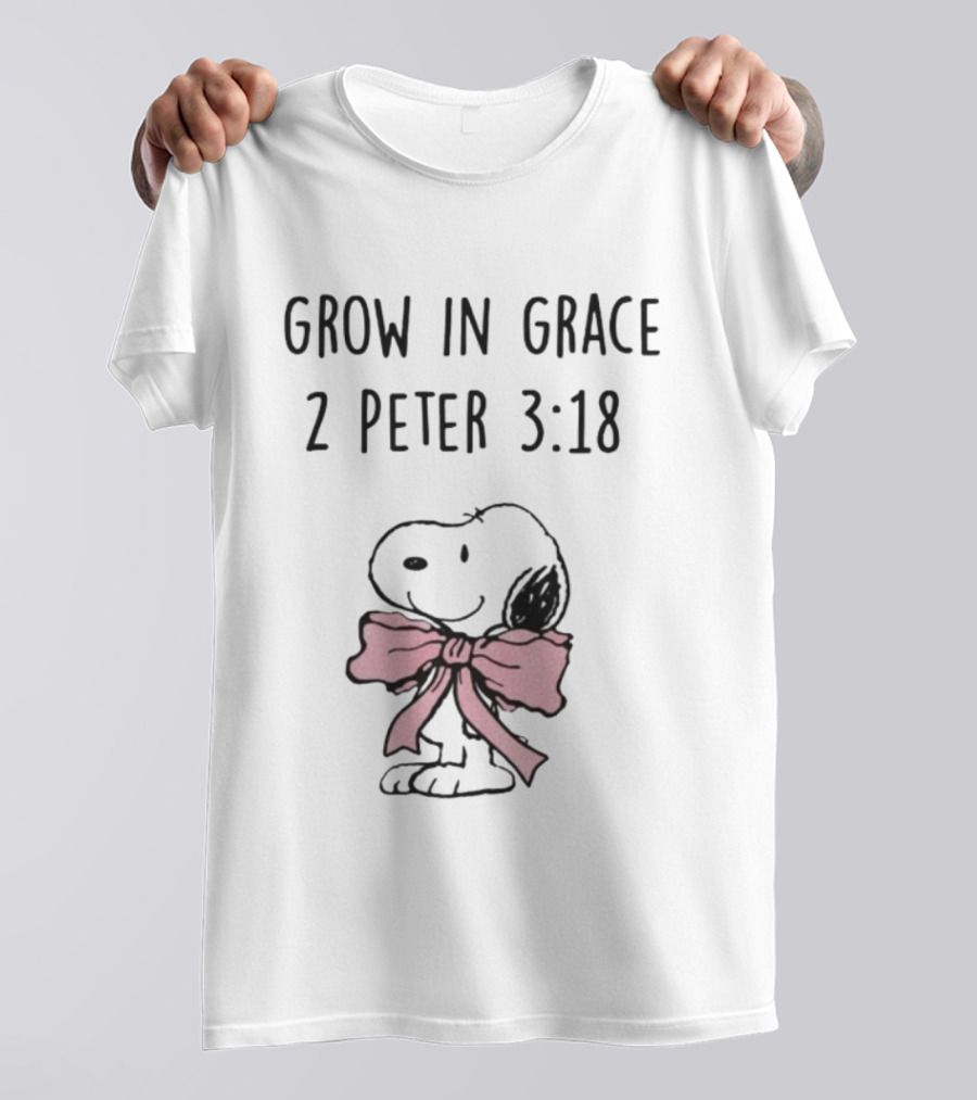 Snoopy Peanuts Grow In Grace 2 Peter 3:18 T-Shirt