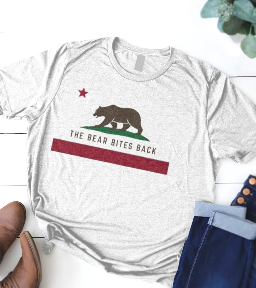 The Bear Bites Back California Flag Parody Bear Star T-Shirt