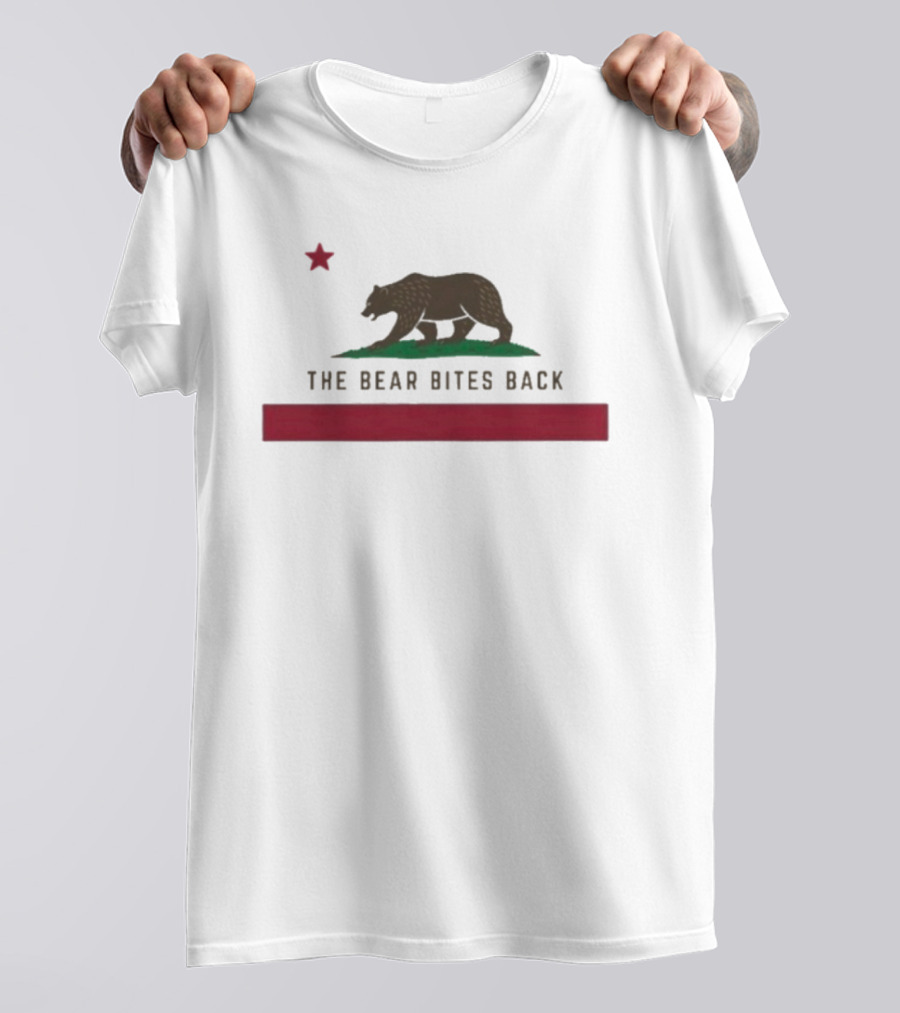 The Bear Bites Back California Flag Parody Bear Star T-Shirt