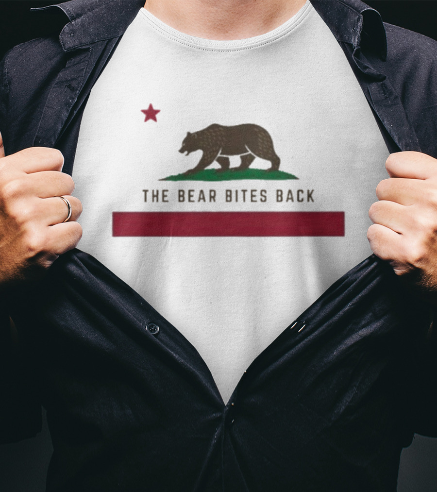 The Bear Bites Back California Flag Parody Bear Star T-Shirt