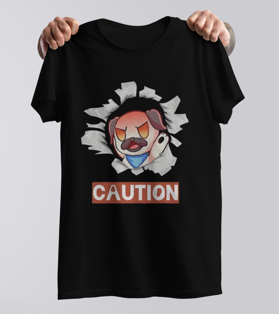 Andy Rage Caution Angry Mustached Dog Animation T-Shirt