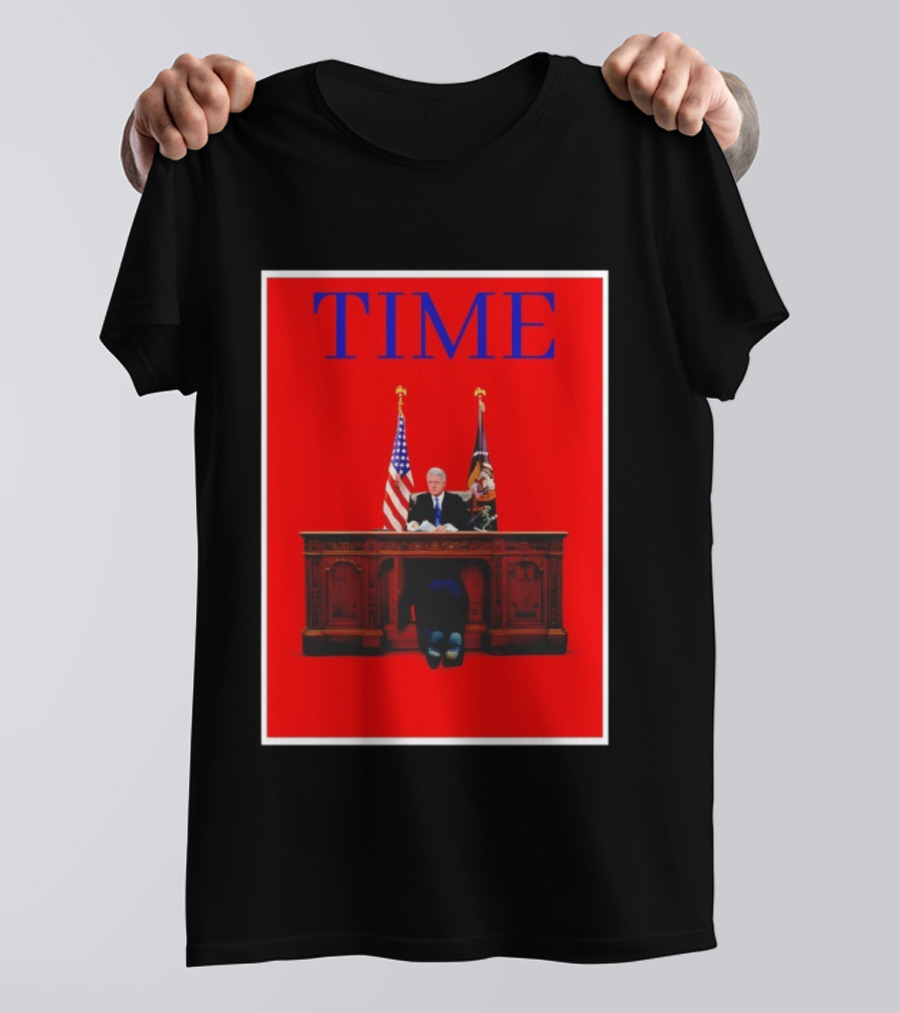 TIME Bill Clinton Desk USA Flag Presidential Parody Design T-Shirt