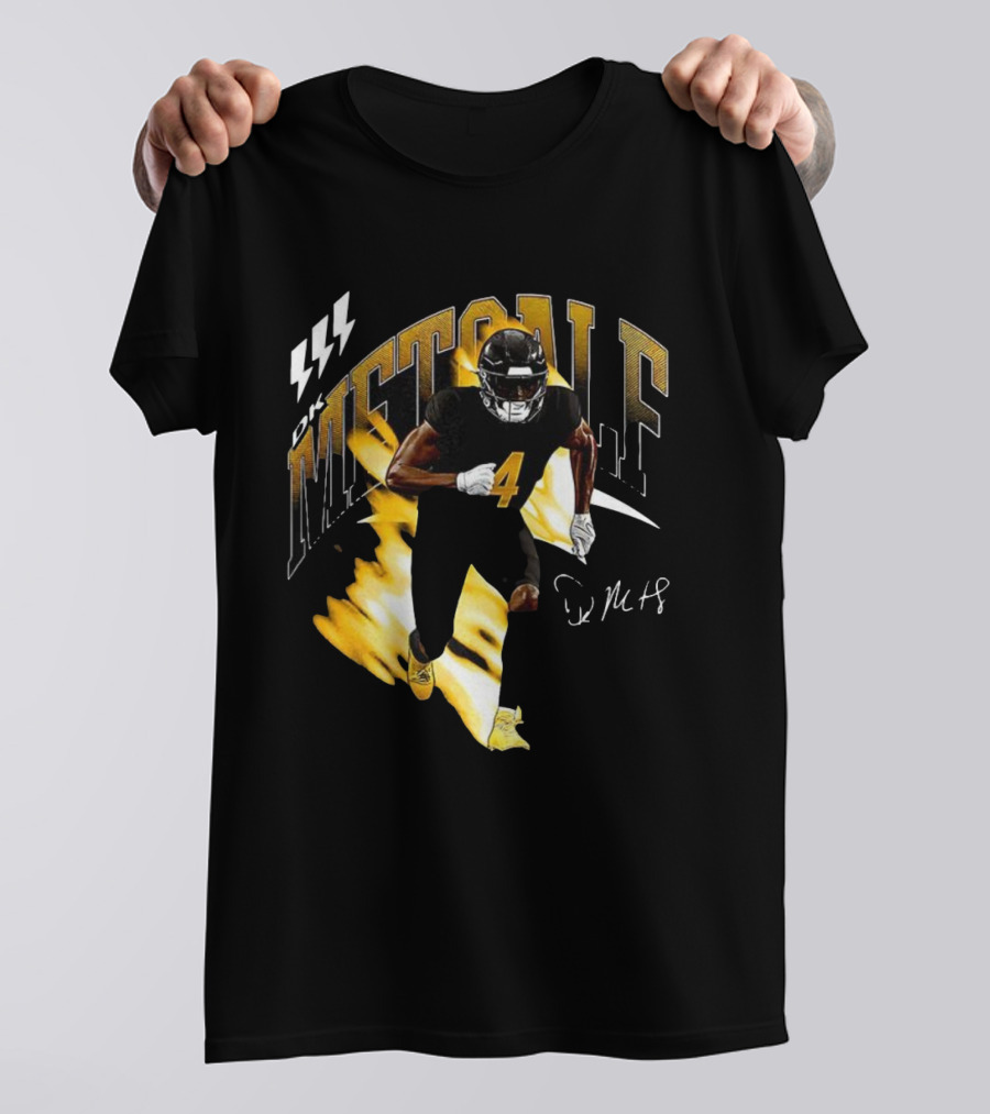 DK Metcalf Football Number 4 Pittsburgh Steelers Signature Retro T-Shirt