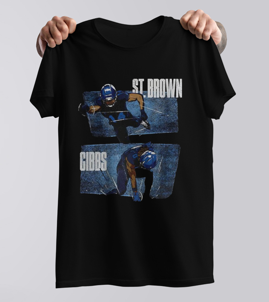 Detroit Lions Football Stars Jahmyr Gibbs And Amon-Ra St. Brown T-Shirt