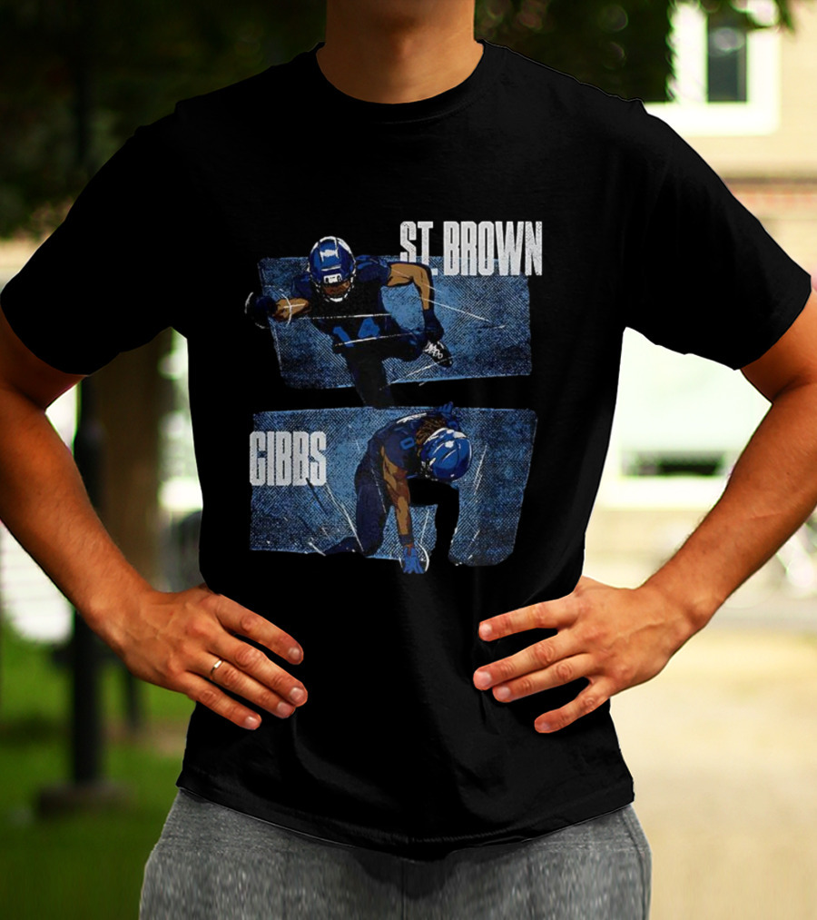 Detroit Lions Football Stars Jahmyr Gibbs And Amon-Ra St. Brown T-Shirt