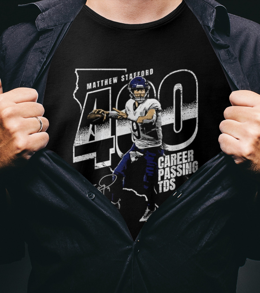 Los Angeles Rams Matthew Stafford 400 Club Career Passing TDS Signature T-Shirt