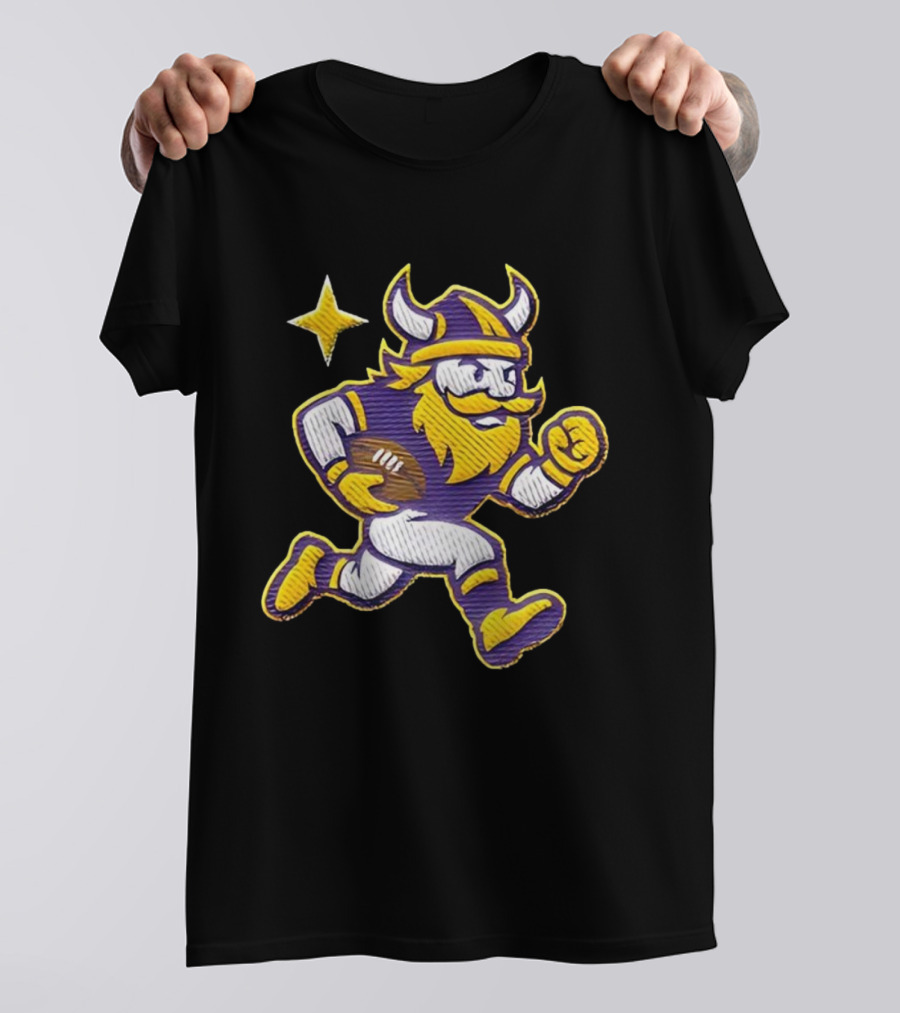 Minnesota Vikings NFL Mascot Running Football Star T-Shirt