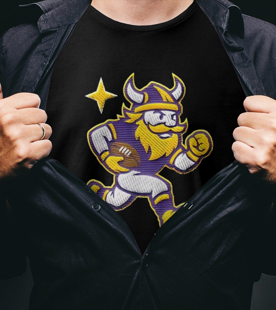 Minnesota Vikings NFL Mascot Running Football Star T-Shirt