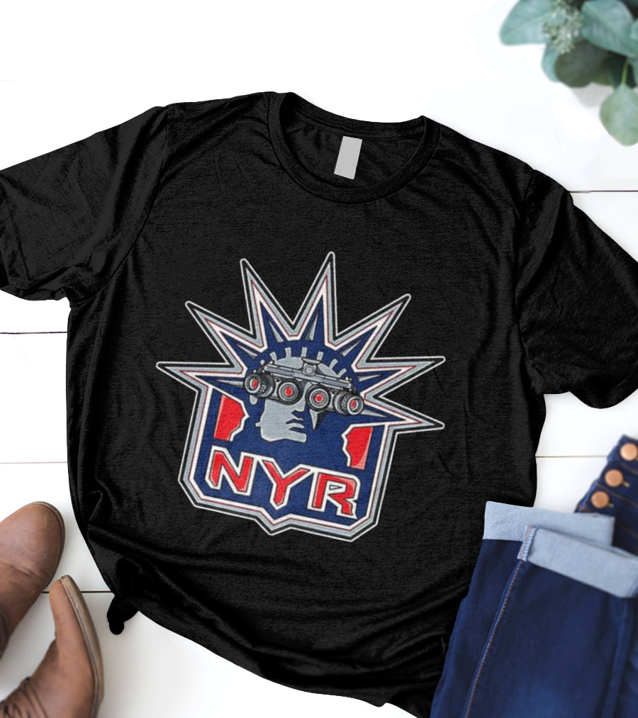 NYR Statue Of Liberty Soldier Night Vision Hockey T-Shirt