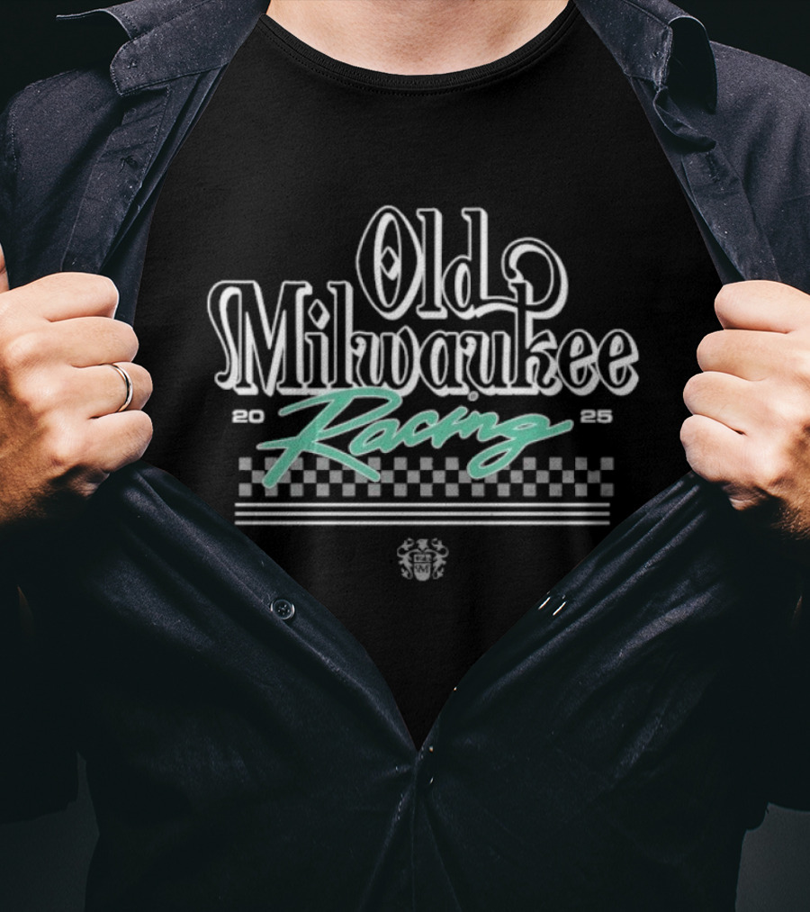 Old Milwaukee Racing Drift 2025 Neon Checkered T-Shirt