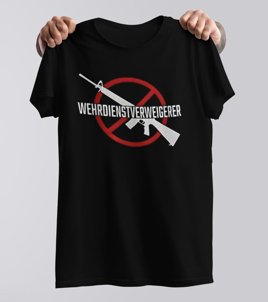 Wehrdienst Verweigern Anti-Gun Symbol Red Circle Rifle Imagery T-Shirt