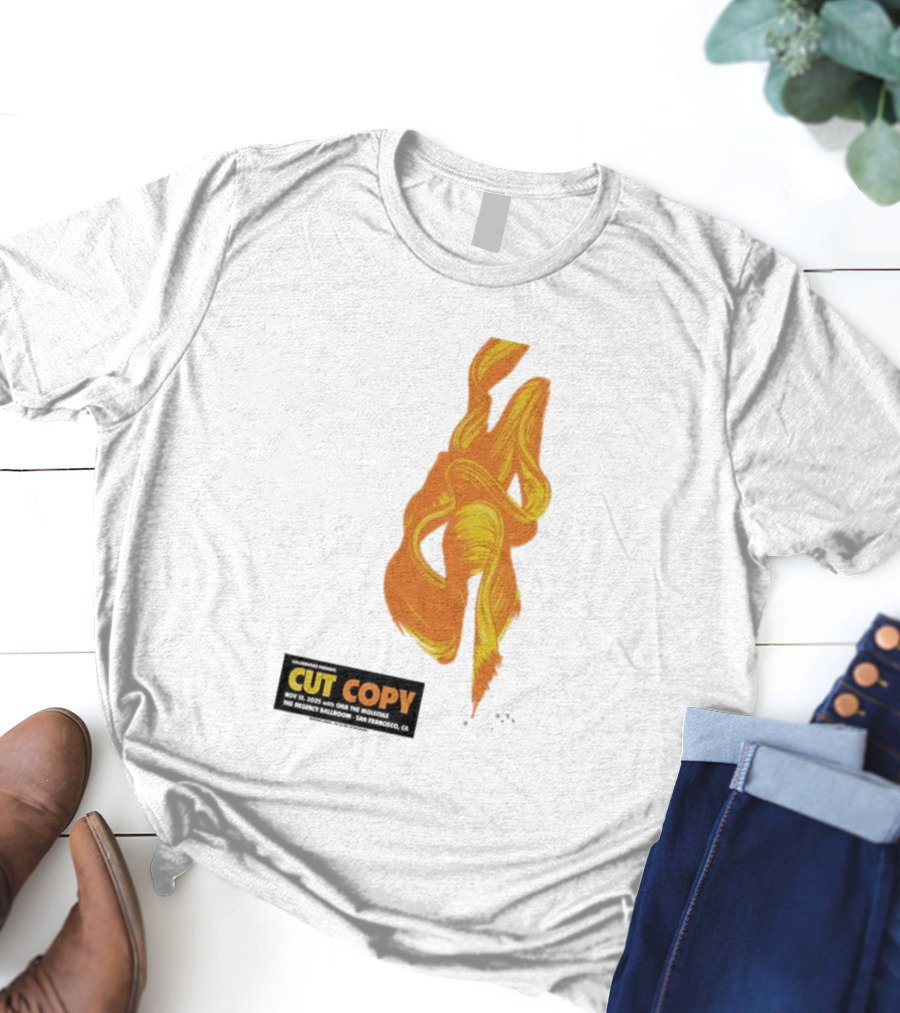 Cut Copy San Francisco November 13 2025 Concert Orange Yellow Flame Artwork T-Shirt