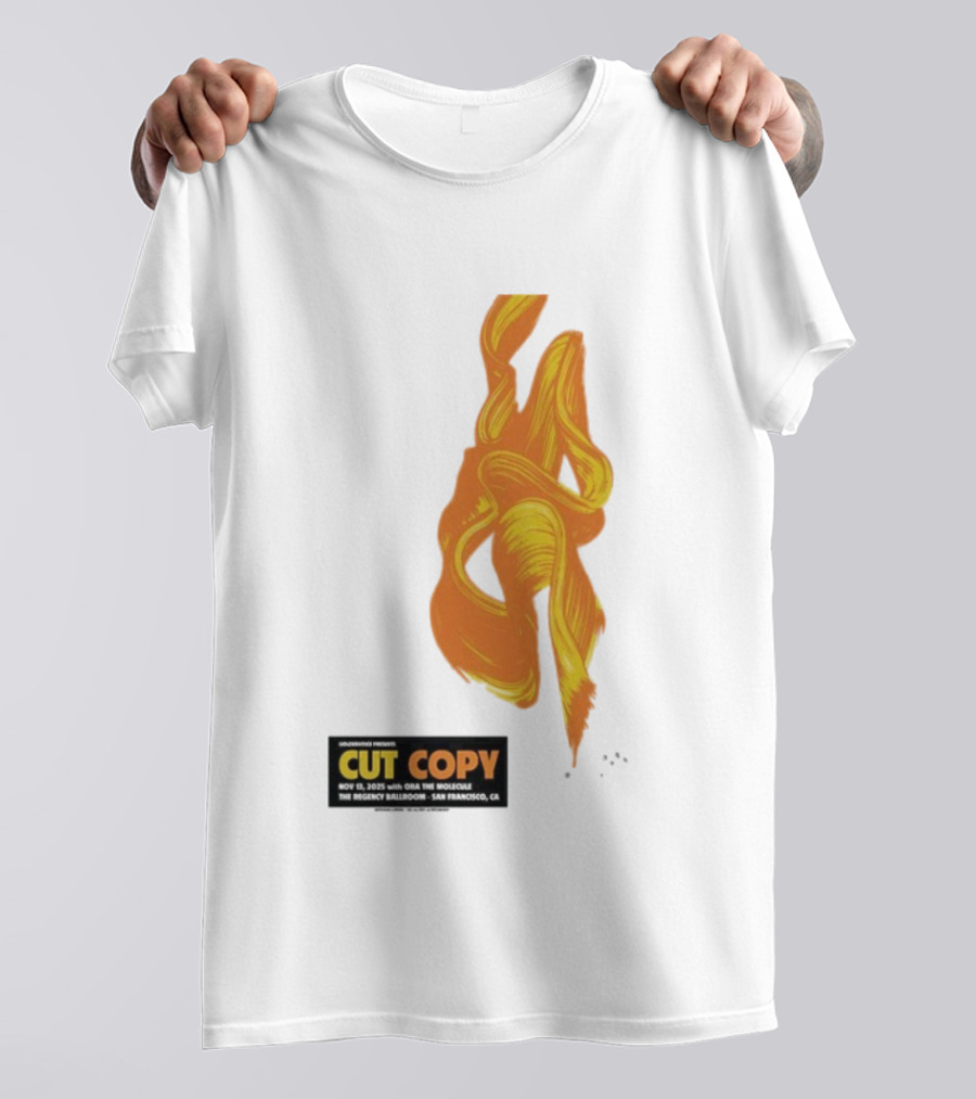 Cut Copy San Francisco November 13 2025 Concert Orange Yellow Flame Artwork T-Shirt