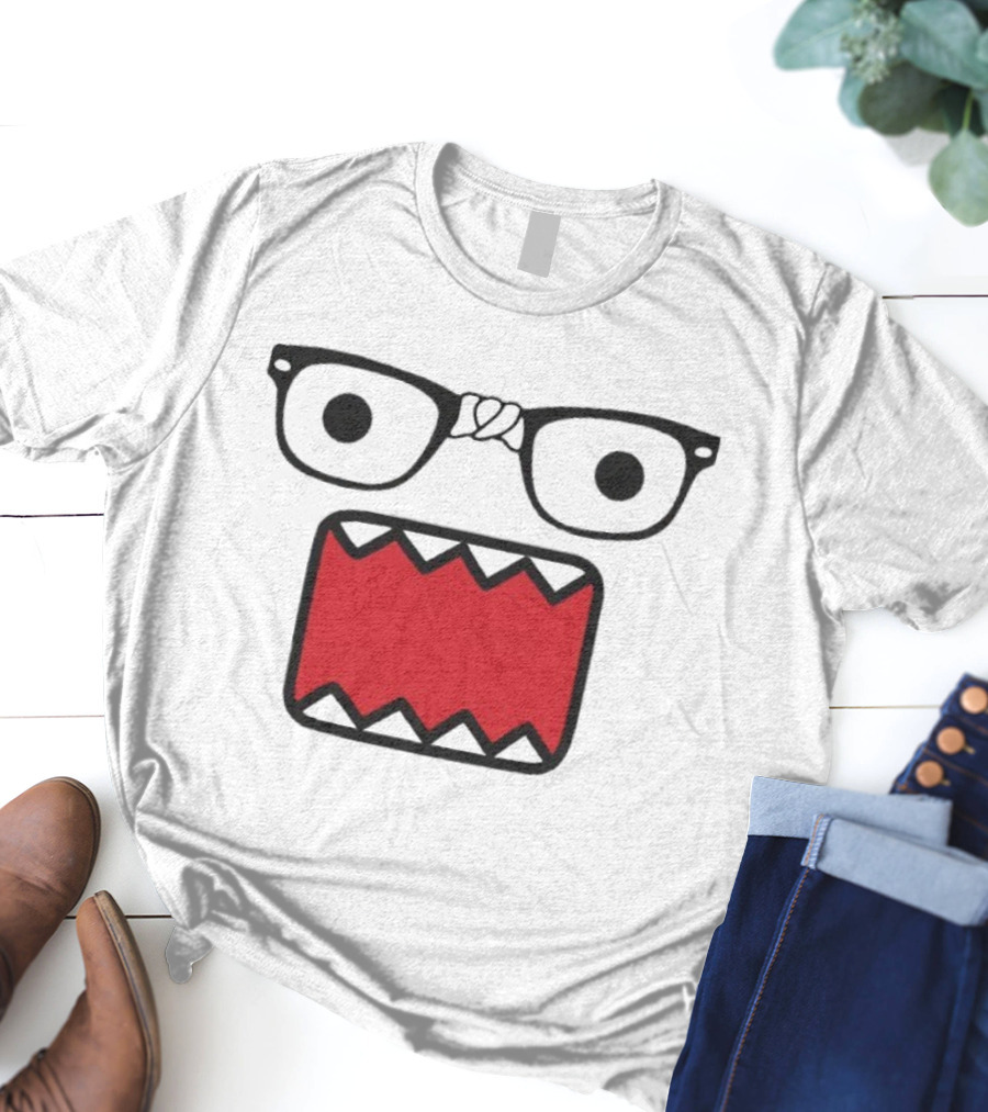Domokun Red Mouth Nerd Glasses Classic Icon T-Shirt