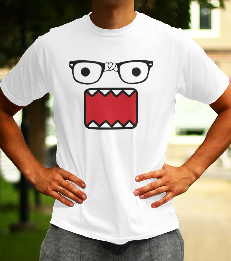 Domokun Red Mouth Nerd Glasses Classic Icon T-Shirt