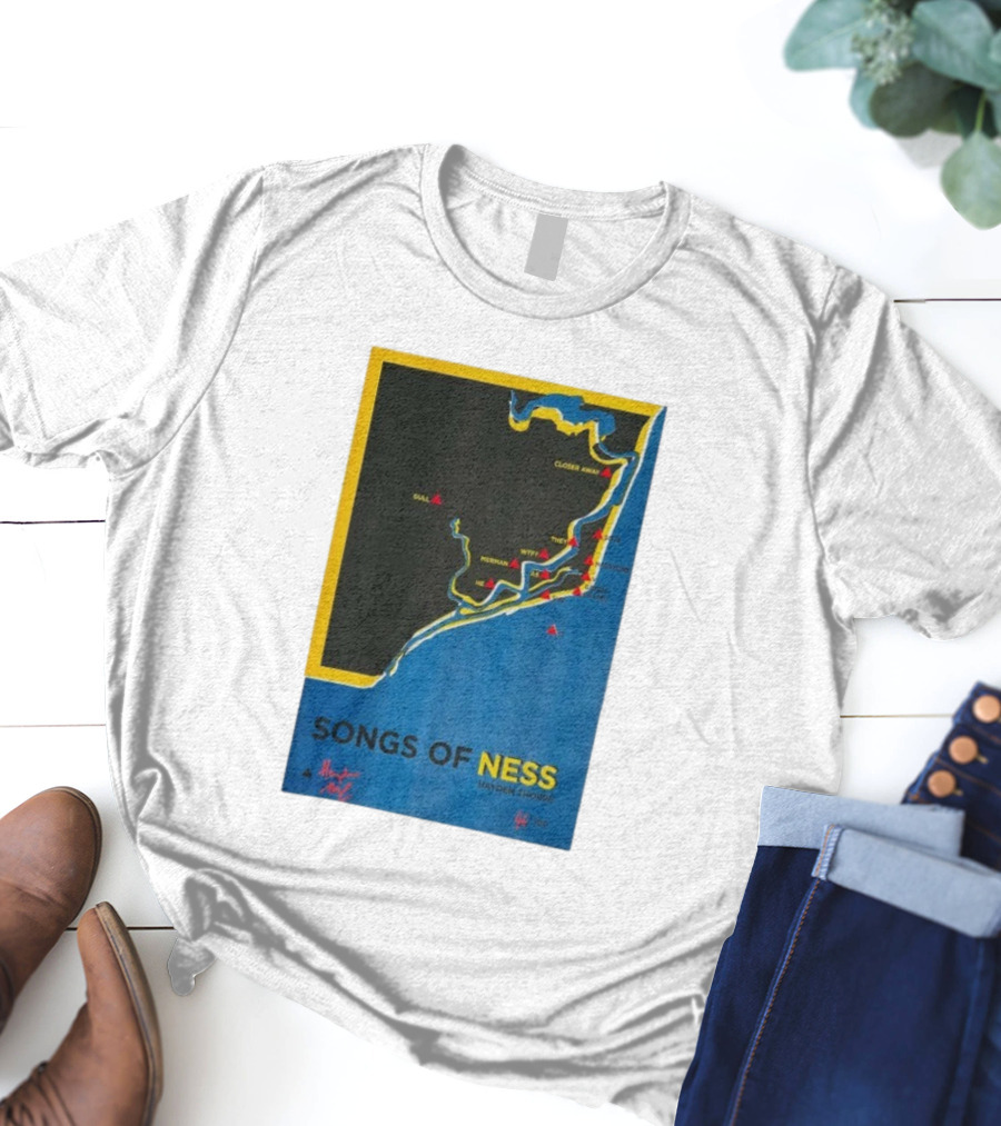 Hayden Thorpe Songs Of Ness Map Art A3 Ltd Edition 100 T-Shirt