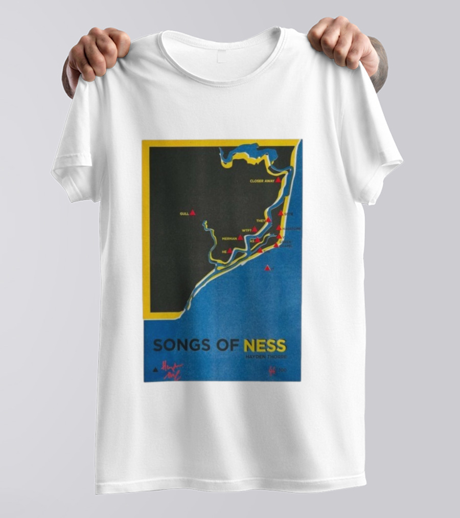 Hayden Thorpe Songs Of Ness Map Art A3 Ltd Edition 100 T-Shirt