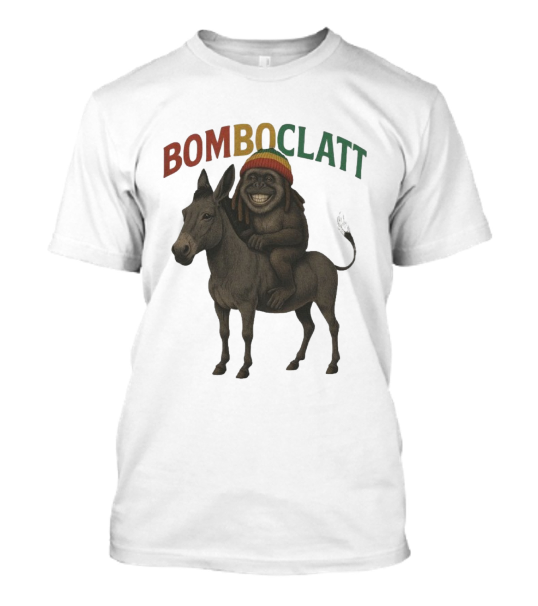 Bomboclatt Jahmunkey Donkey With Rasta Hat And Dreadlocks T-Shirt