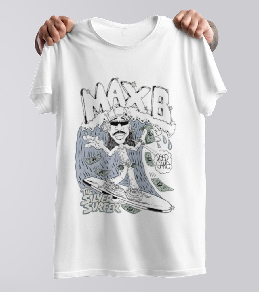 Max B Silver Surfer Peep Game X Freako Collaboration T-Shirt