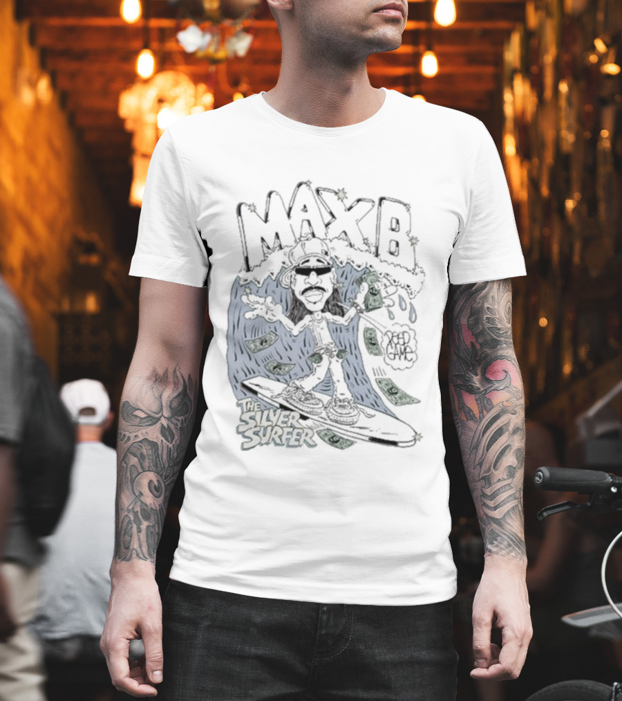 Max B Silver Surfer Peep Game X Freako Collaboration T-Shirt