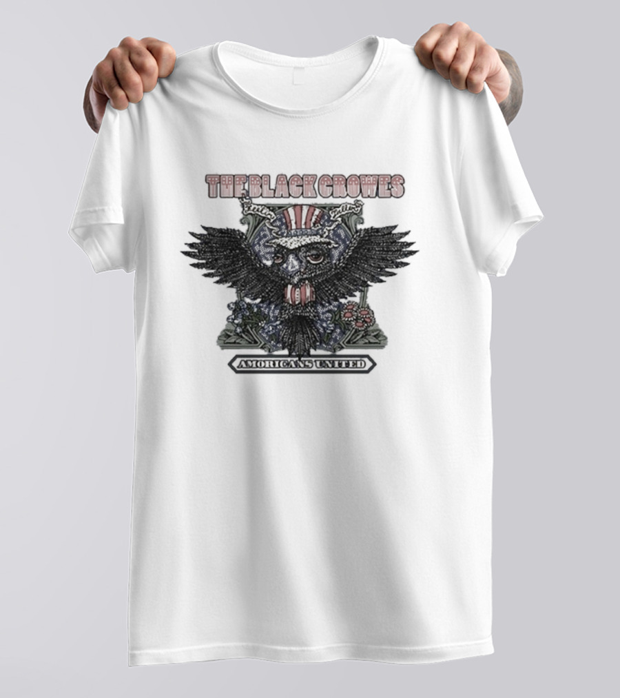 The Black Crowes Amoricans United Skull Wings Roses T-Shirt