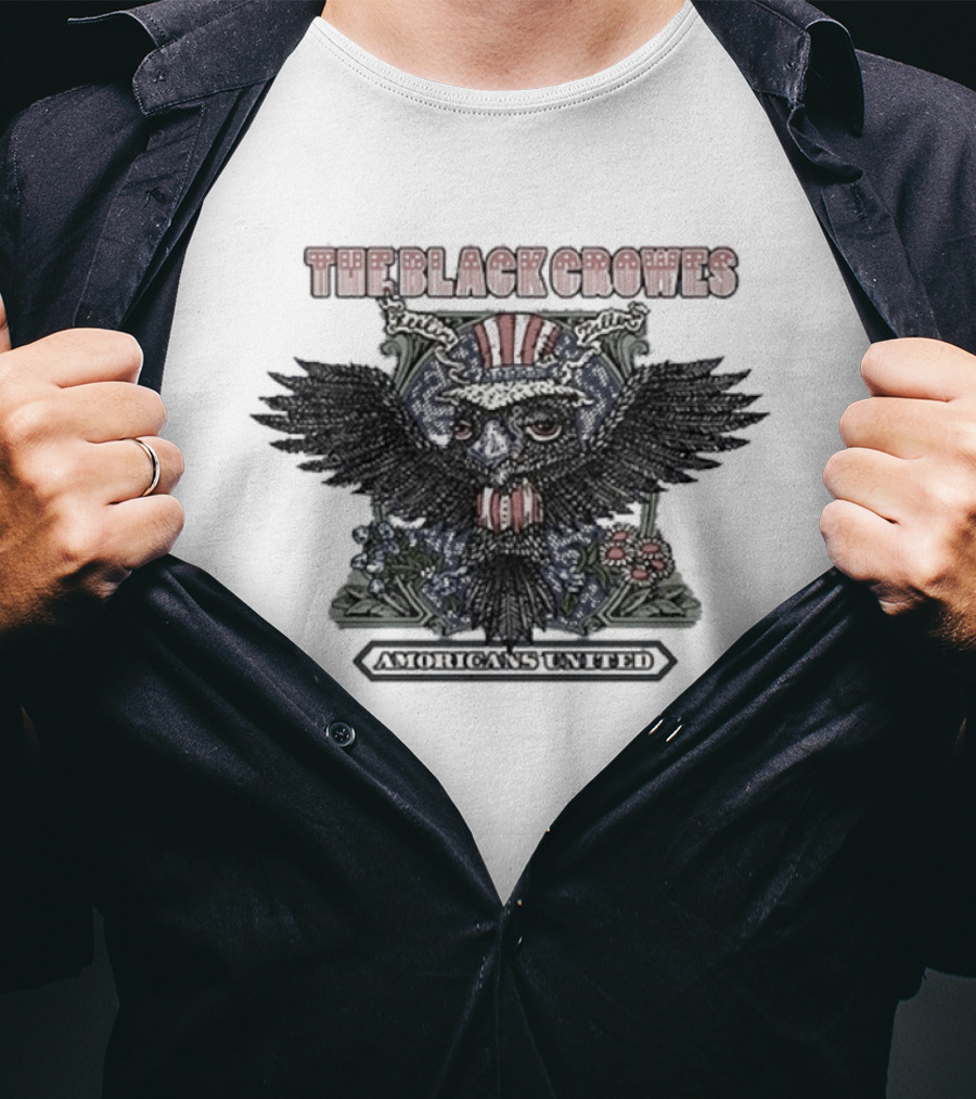 The Black Crowes Amoricans United Skull Wings Roses T-Shirt