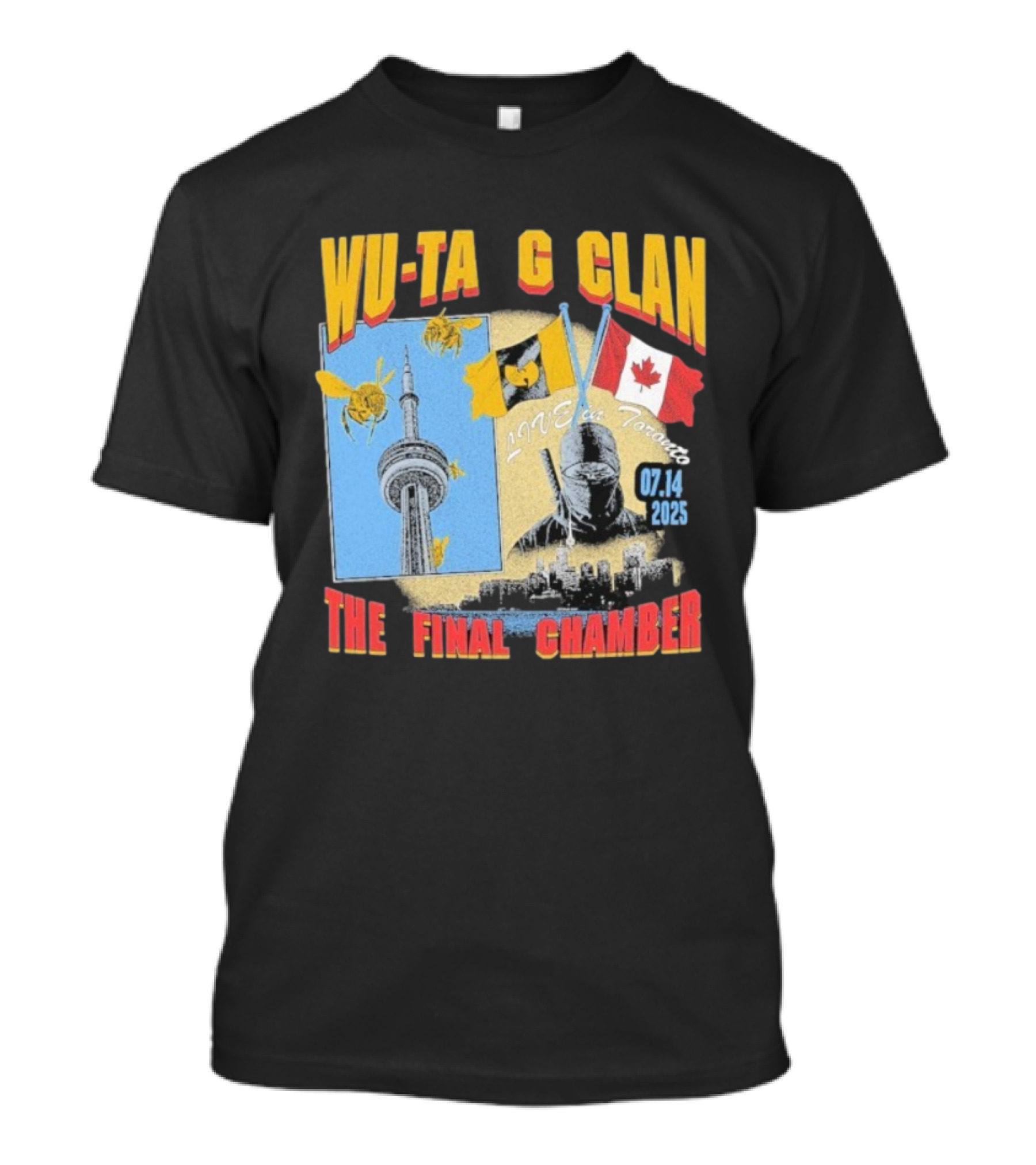 Wu Tang Clan The Final Chamber Live In Toronto 07.14 2025 Canada Flag CN Tower Bees T-Shirt