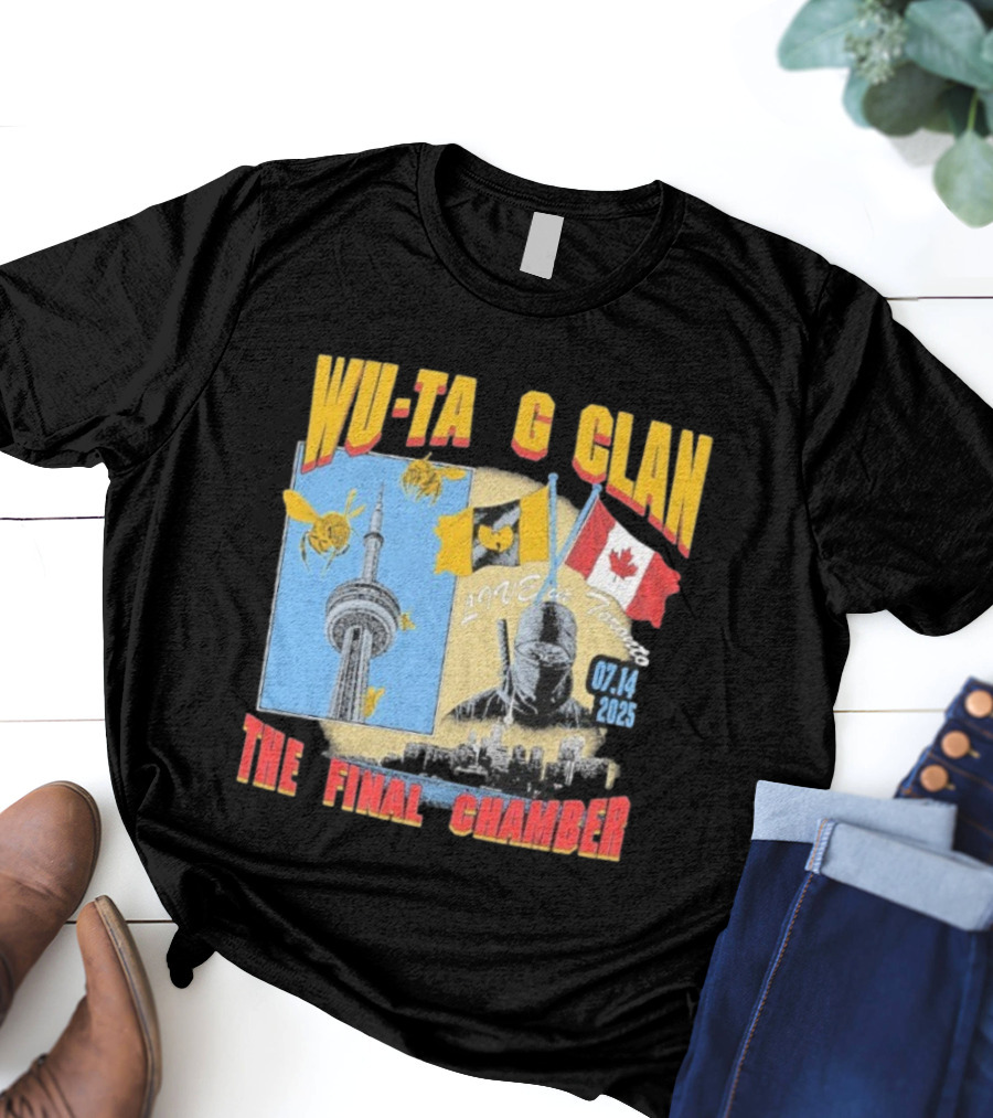 Wu Tang Clan The Final Chamber Live In Toronto 07.14 2025 Canada Flag CN Tower Bees T-Shirt