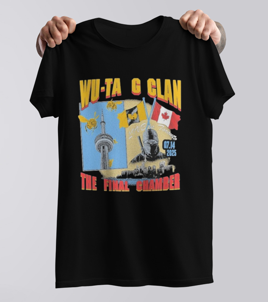 Wu Tang Clan The Final Chamber Live In Toronto 07.14 2025 Canada Flag CN Tower Bees T-Shirt