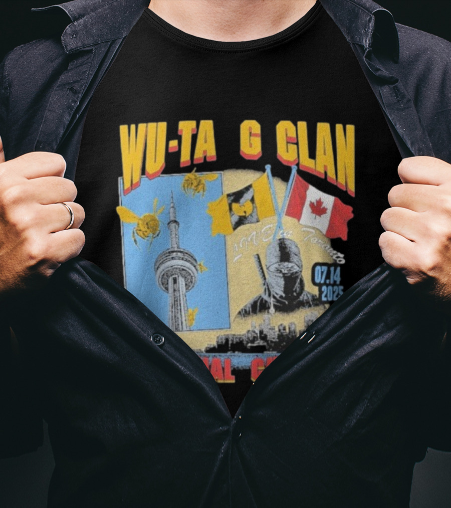 Wu Tang Clan The Final Chamber Live In Toronto 07.14 2025 Canada Flag CN Tower Bees T-Shirt