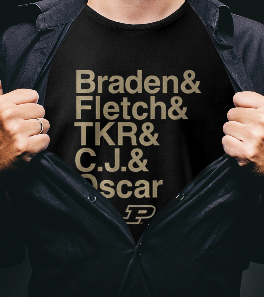 Braden Fletch TKR C.J Oscar Purdue Boilermakers Basketball Logo Ampersand 2025-26 T-Shirt