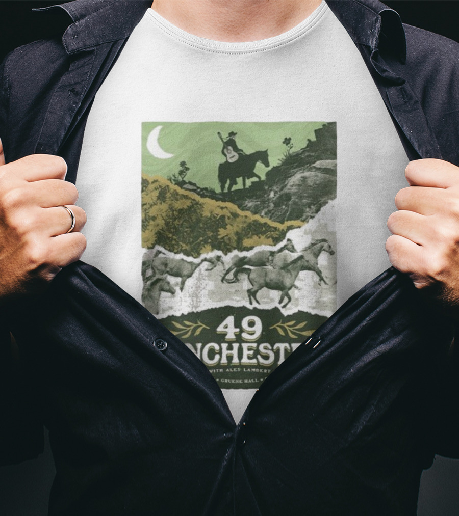 49 Winchester Alex Lambert November 20 2025 Gruene Hall New Braunfels TX Riding Guitar Moonlit Scene T-Shirt