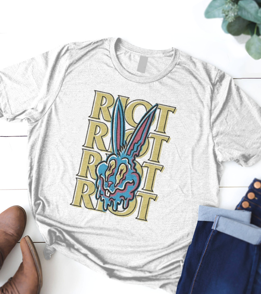 Riot Fest Bunny Dripping Psychedelic Graphic Art T-Shirt