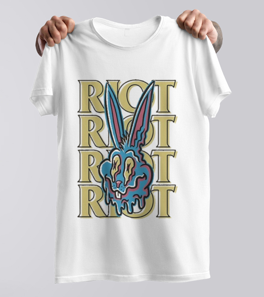 Riot Fest Bunny Dripping Psychedelic Graphic Art T-Shirt