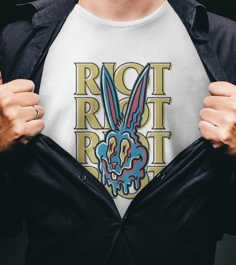 Riot Fest Bunny Dripping Psychedelic Graphic Art T-Shirt