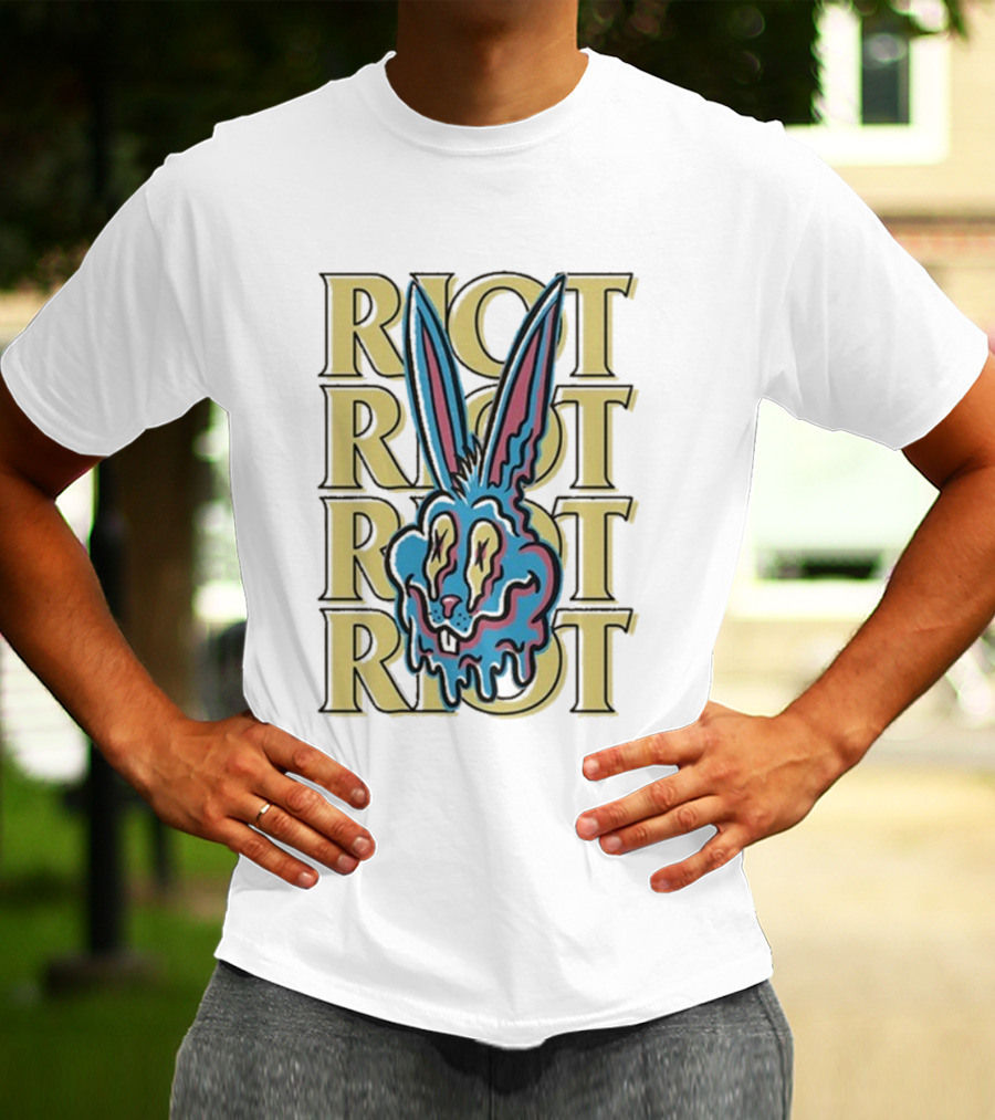 Riot Fest Bunny Dripping Psychedelic Graphic Art T-Shirt
