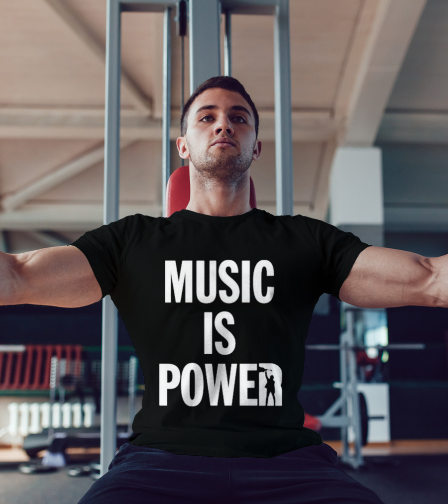 MUSIC IS POWER Richard Ashcroft Holding Guitar T-Shirt