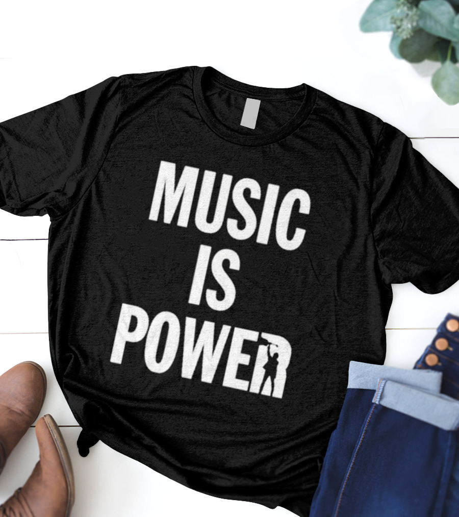 MUSIC IS POWER Richard Ashcroft Holding Guitar T-Shirt