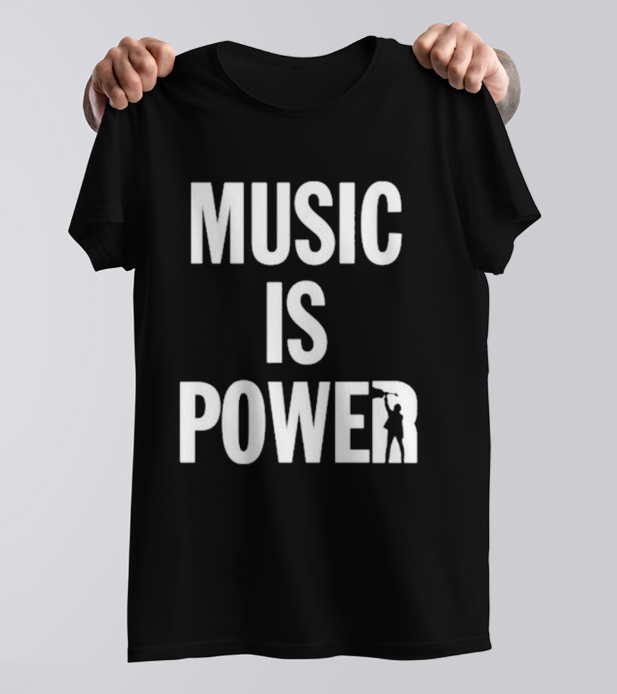 MUSIC IS POWER Richard Ashcroft Holding Guitar T-Shirt