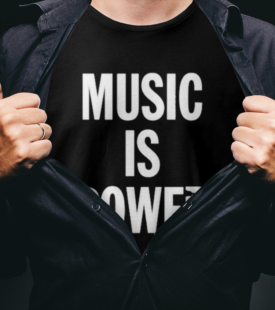 MUSIC IS POWER Richard Ashcroft Holding Guitar T-Shirt